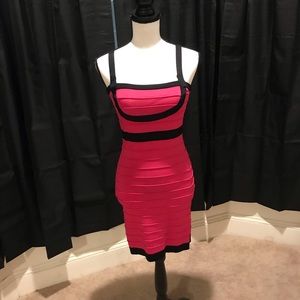 Pink and black skin tight dress